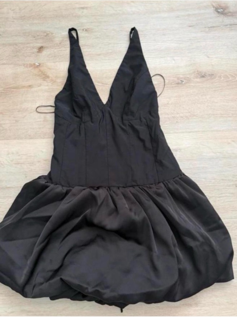 Plunge V-Neck Mini Dress in Black